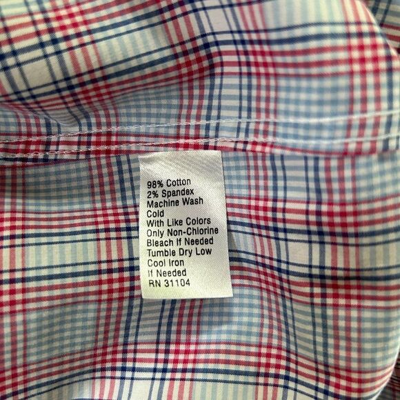 Men's Crown & Ivy XL Slim Fit Blue Red White‎ Long Sleeve Button Front Shirt - Picture 9 of 9